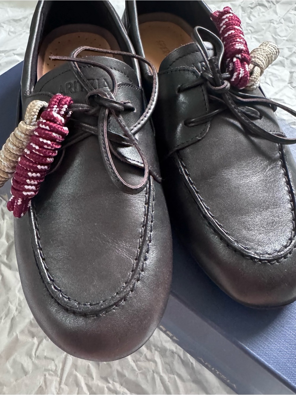 Sperry x Aritzia Women’s Dark Brown Leather Boat Shoes, Size 8, New in Box - Picture 4 of 7